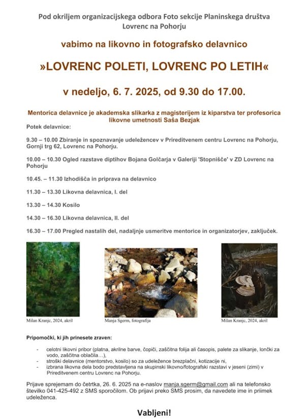 Likovna in fotografska delavnica »LOVRENC POLETI, LOVRENC PO LETIH«
